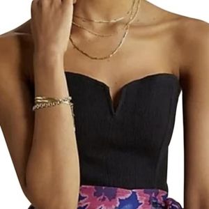 Porridge Anthropologie Bustier Tube Top, Smock Back, Black, Large, NWT